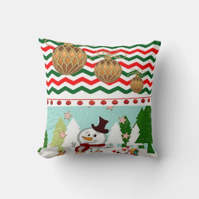 Christmas Throw Pillow Snowman Kissen (Vorderseite)