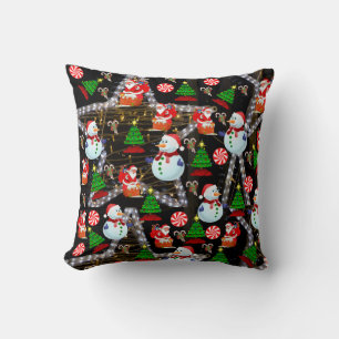 Christmas Throw Pillow Snowman Kissen