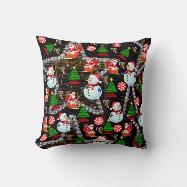 Christmas Throw Pillow Snowman Kissen (Vorderseite)