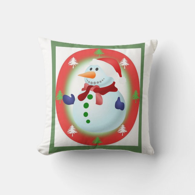 Christmas Throw Pillow Snowman Kissen (Vorderseite)