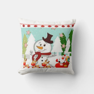 Christmas Throw Pillow Snowman Kissen