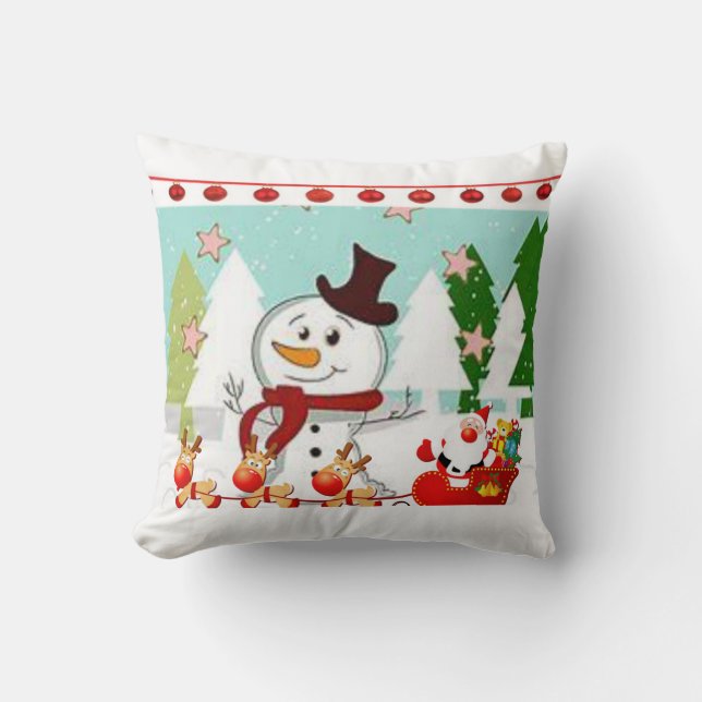 Christmas Throw Pillow Snowman Kissen (Vorderseite)