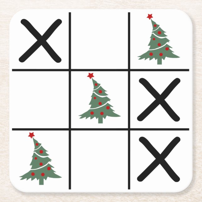 Christmas Tic Tac Toe Rechteckiger Pappuntersetzer (Vorderseite)