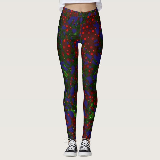 Christmas Tinsel Blue Red Design Leggings (Vorderseite)