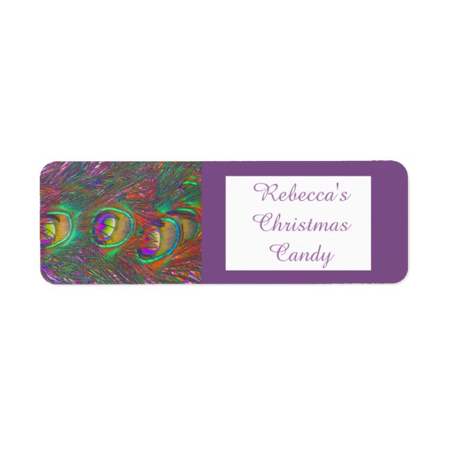 Christmas Tinsel Peacock Feather Custom Food Label (Vorne)