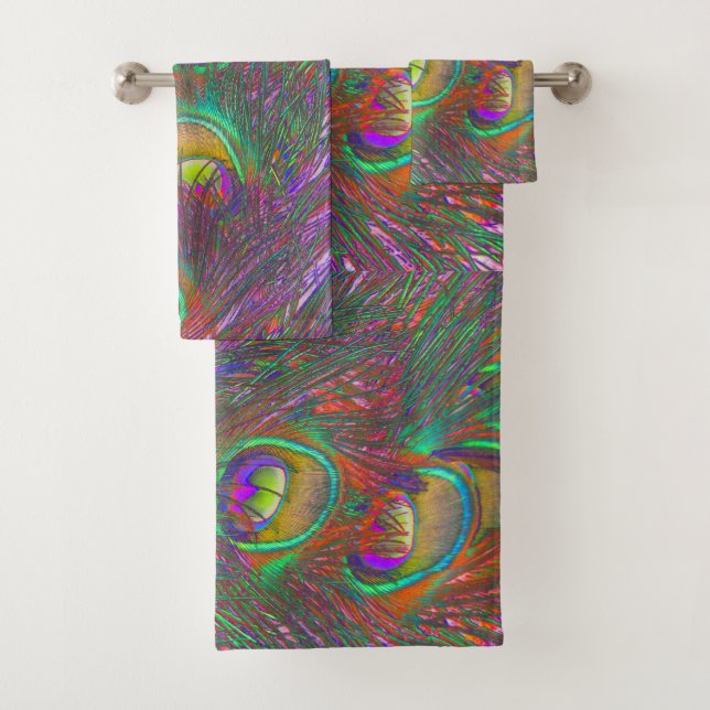 Christmas Tinsel Peacock Feathers Badhandtuch Set (Insitu)