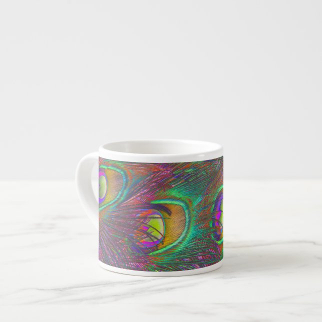 Christmas Tinsel Peacock Feathers Espressotasse (Vorderseite Links)