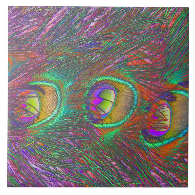 Christmas Tinsel Peacock Feathers Fliese (Vorderseite)
