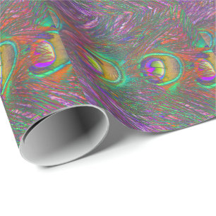 Christmas Tinsel Peacock Feathers Geschenkpapier