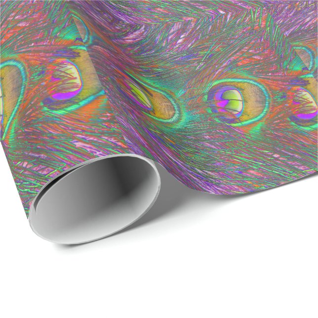 Christmas Tinsel Peacock Feathers Geschenkpapier (Rolleneckpunkt)