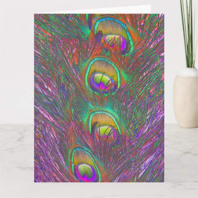 Christmas Tinsel Peacock Feathers Grußkarte Karte (Vorderseite)