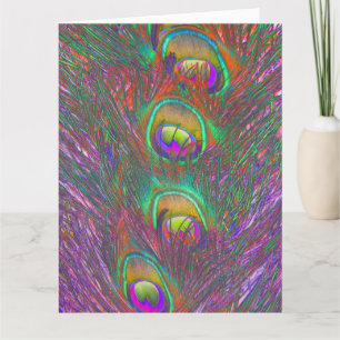 Christmas Tinsel Peacock Feathers Grußkarte Karte