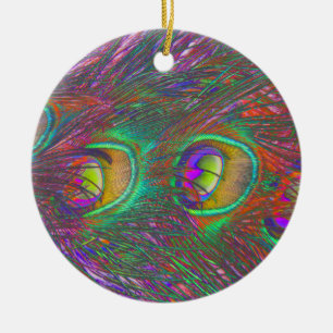 Christmas Tinsel Peacock Feathers Keramik Ornament