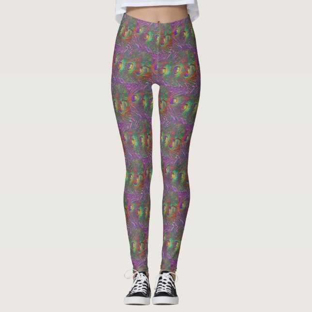 Christmas Tinsel Peacock Feathers Leggings (Vorderseite)