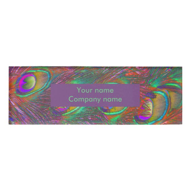 Christmas Tinsel Peacock Feathers Namenschild (Vorderseite)