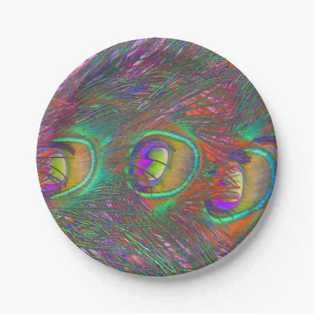 Christmas Tinsel Peacock Feathers Pappteller (Vorderseite)