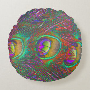 Christmas Tinsel Peacock Feathers Rundes Kissen