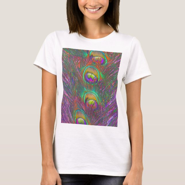 Christmas Tinsel Peacock Feathers T-Shirt (Vorderseite)