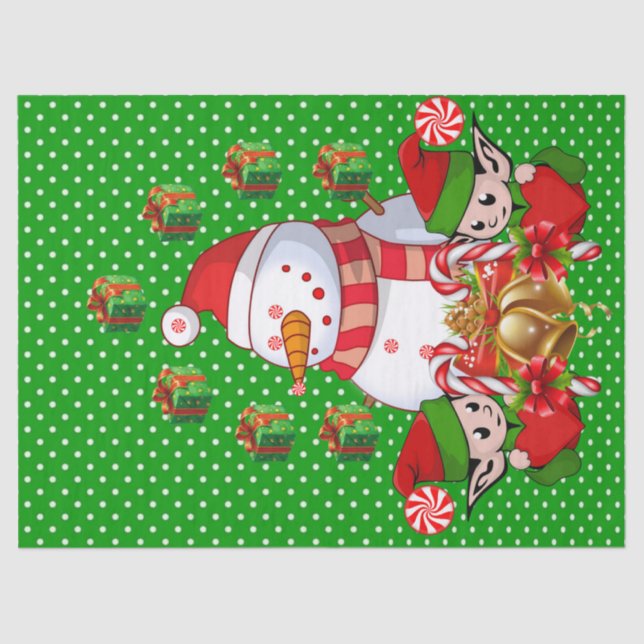 Christmas Tissue Snowman Elf Seidenpapier (Vorderseite)
