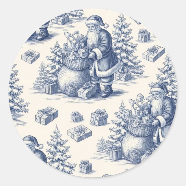 Christmas toile runder aufkleber (Vorderseite)