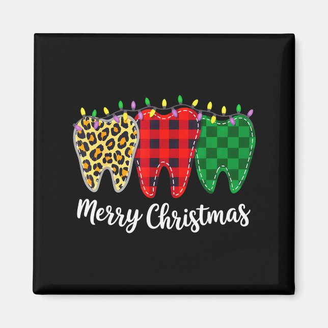 Christmas Tooth Dentist Dental Istant Teeth Leopar Magnet (Vorne)