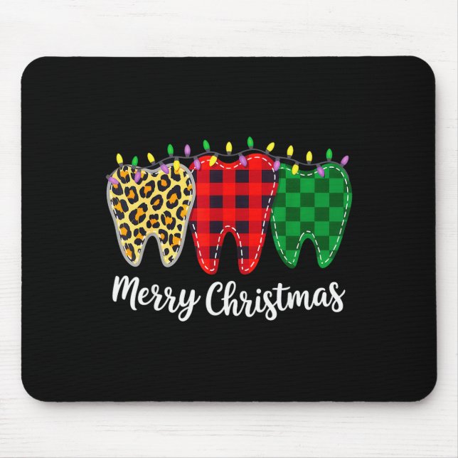 Christmas Tooth Dentist Dental Istant Teeth Leopar Mousepad (Vorne)