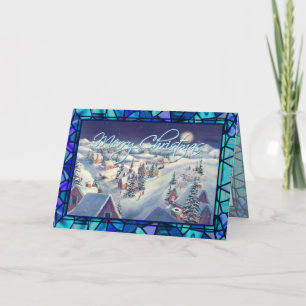 CHRISTMAS TOWN & STAINED GLASS by SHARON SHARPE Feiertagskarte
