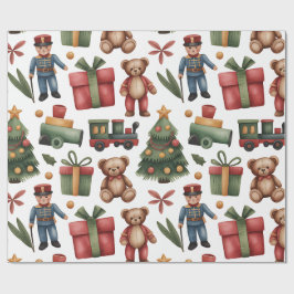 Christmas Toyland & Trains Wrapping Paper for Kids Geschenkpapier