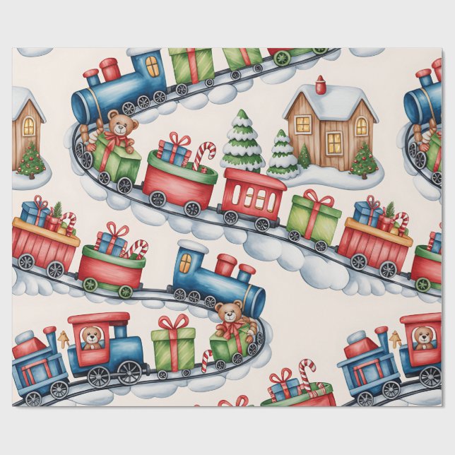 Christmas Toyland & Trains Wrapping Paper for Kids Geschenkpapier (Flach)