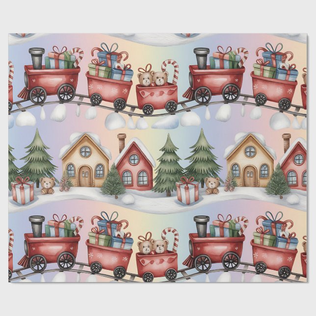 Christmas Toyland & Trains Wrapping Paper for Kids Geschenkpapier (Flach)