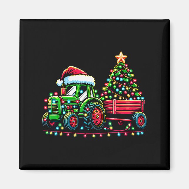 Christmas Tractor Boys Santa Xmas Farm Truck  Magnet (Vorne)