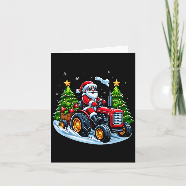 Christmas Tractor Santa Xmas Farm Truck Men Boys K Karte (Vorderseite)