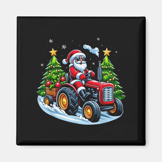 Christmas Tractor Santa Xmas Farm Truck Men Boys K Magnet (Vorne)