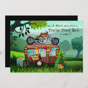 Christmas TRAILER WHITE TRASH BASH Funny Party Einladung