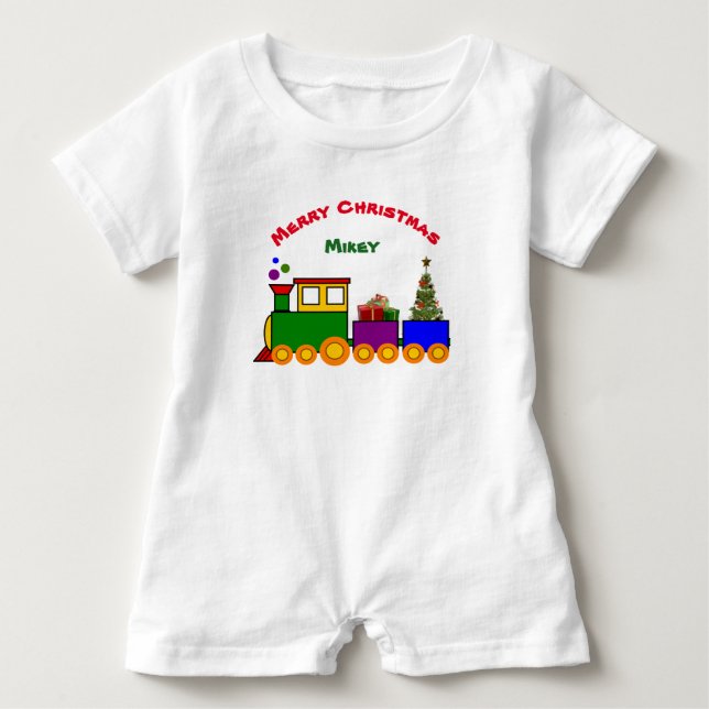 Christmas Train Baby Romber Strampler (Vorderseite)