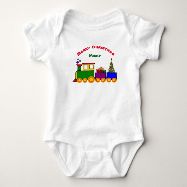 Christmas Train Baby Romber Strampler (Vorderseite)