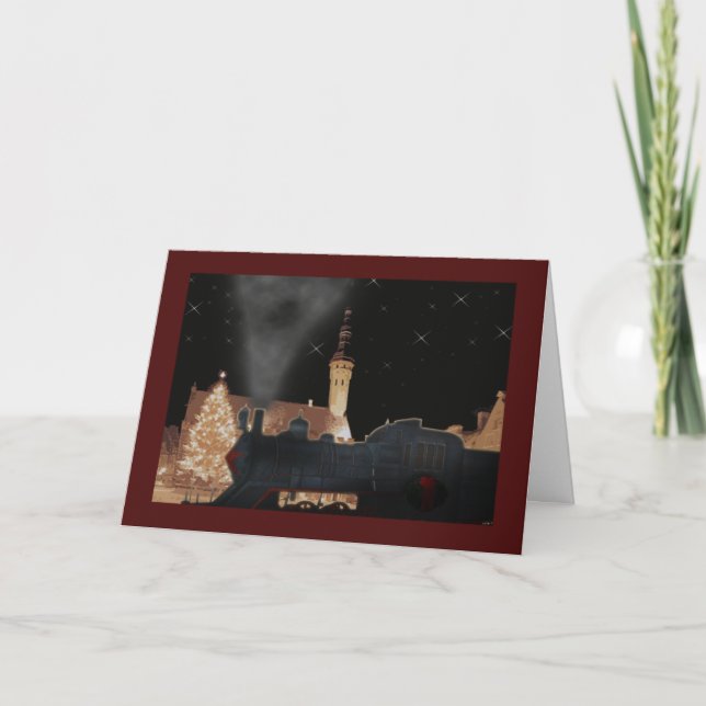 Christmas Train Greetings card Feiertagskarte (Vorderseite)