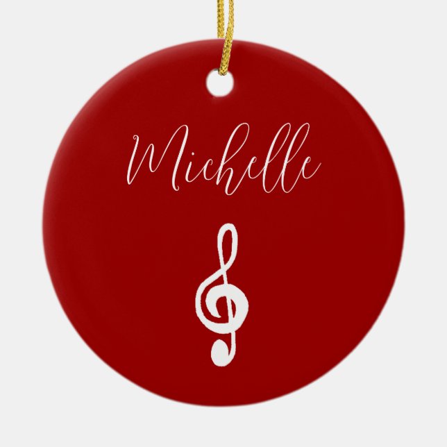 Christmas Treble Clef Musical Red Keramik Ornament (Vorne)