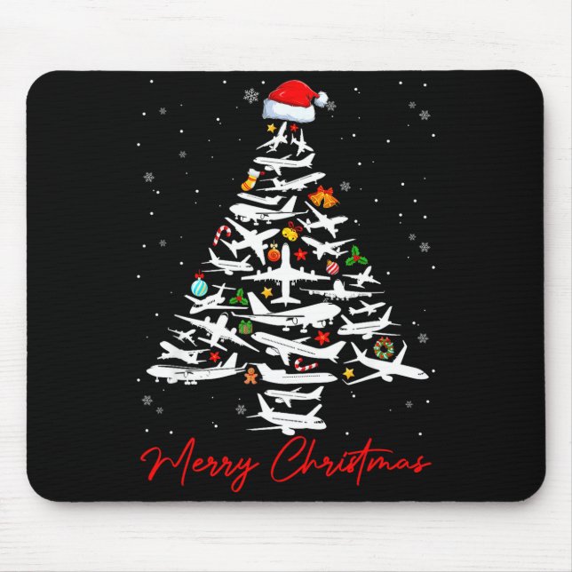 Christmas Tree Airplanes Lots Merry Christmas Men  Mousepad (Vorne)