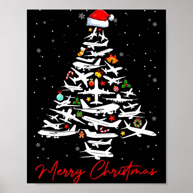 Christmas Tree Airplanes Lots Merry Christmas Men  Poster (Vorne)
