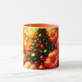 Christmas Tree and Flowers on Personalized Coffee Tasse