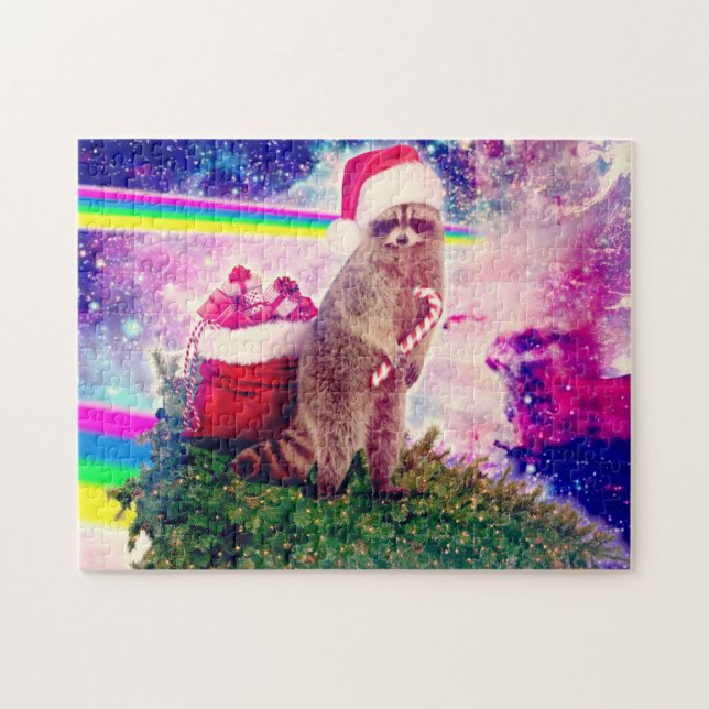 Christmas Tree Astro Raccoon Puzzle (Horizontal)