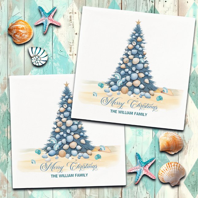 Christmas Tree Beach Merry Christmas Serviette (Von Creator hochgeladen)
