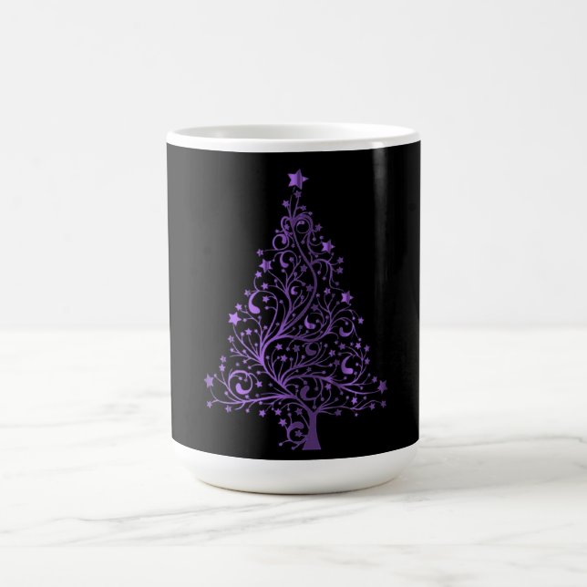 Christmas Tree Black Metallic Lila Elegant Shiny Kaffeetasse (Mittel)