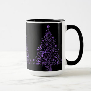 Christmas Tree Black Metallic Lila Elegant Shiny Tasse