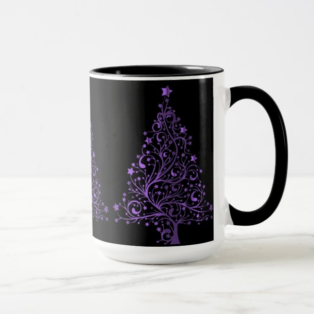 Christmas Tree Black Metallic Lila Elegant Shiny Tasse (Rechts)