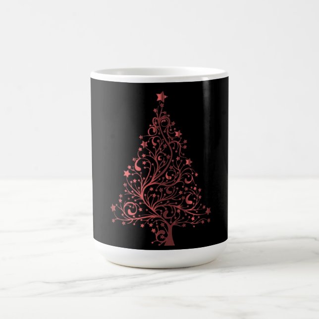 Christmas Tree Black Metallic Red Look Elegant Tasse (Mittel)