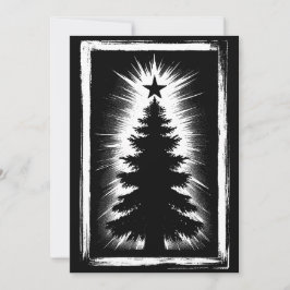 Christmas Tree Black & White Grunge & Distressed Feiertagskarte