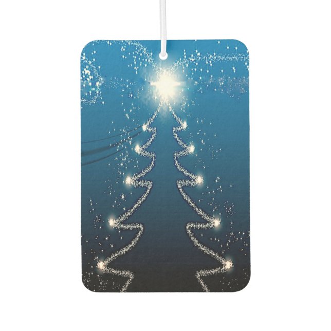 Christmas Tree Blue Sky Shiny Stars Rustic Elegant Autolufterfrischer (Vorderseite)