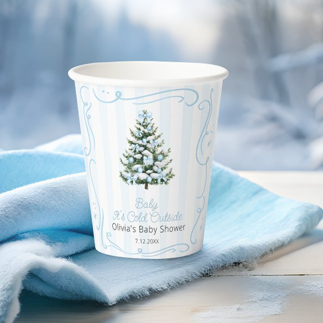 Christmas Tree Blue Winter Baby Shower Pappbecher (Von Creator hochgeladen)
